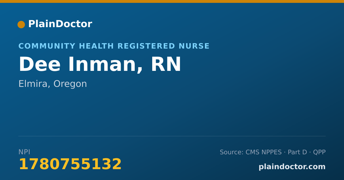 Shareable card for Dee Inman, RN - Community Health Registered Nurse, Elmira, OR