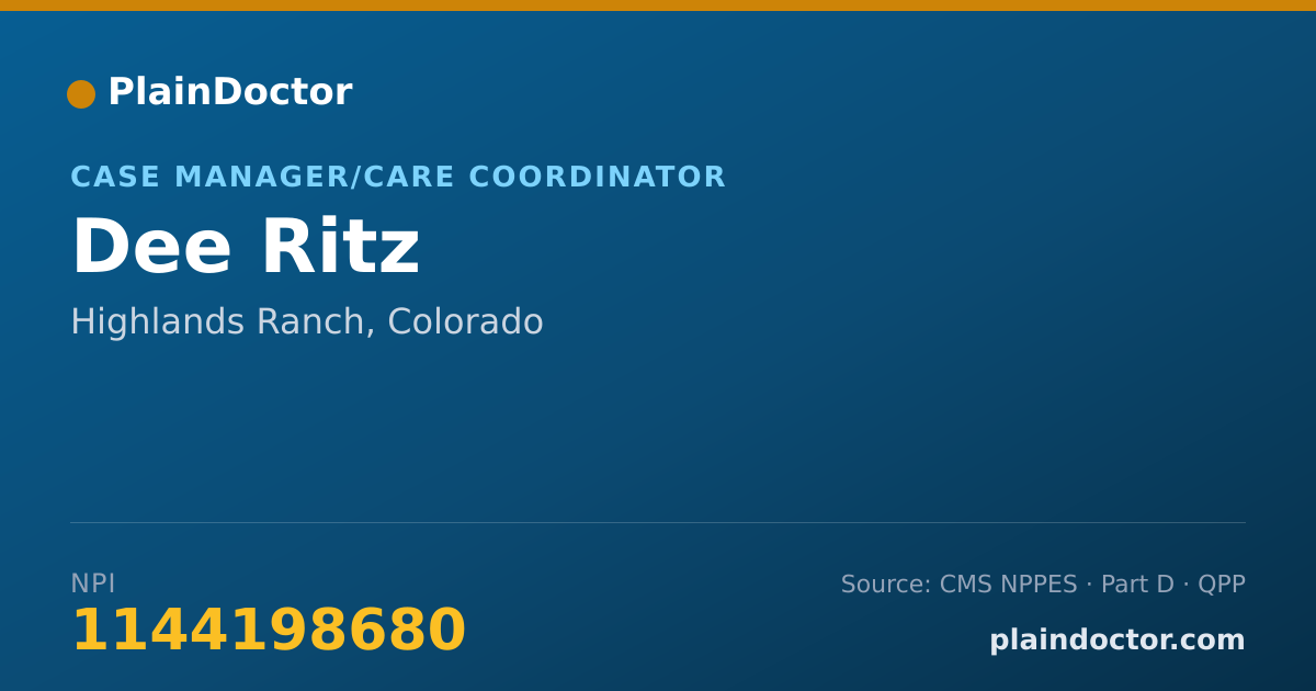 Shareable card for Dee Ritz - Case Manager/Care Coordinator, Highlands Ranch, CO