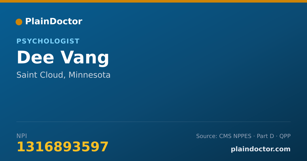 Shareable card for Dee Vang - Psychologist, Saint Cloud, MN