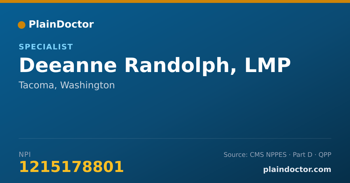Shareable card for Deeanne Randolph, LMP - Specialist, Tacoma, WA
