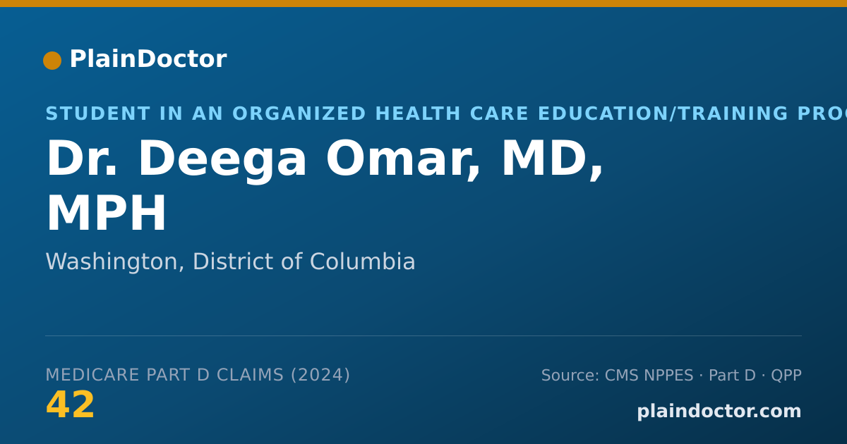 Shareable card for Deega Omar, MD, MPH - Student in an Organized Health Care Education/Training Program, Washington, DC