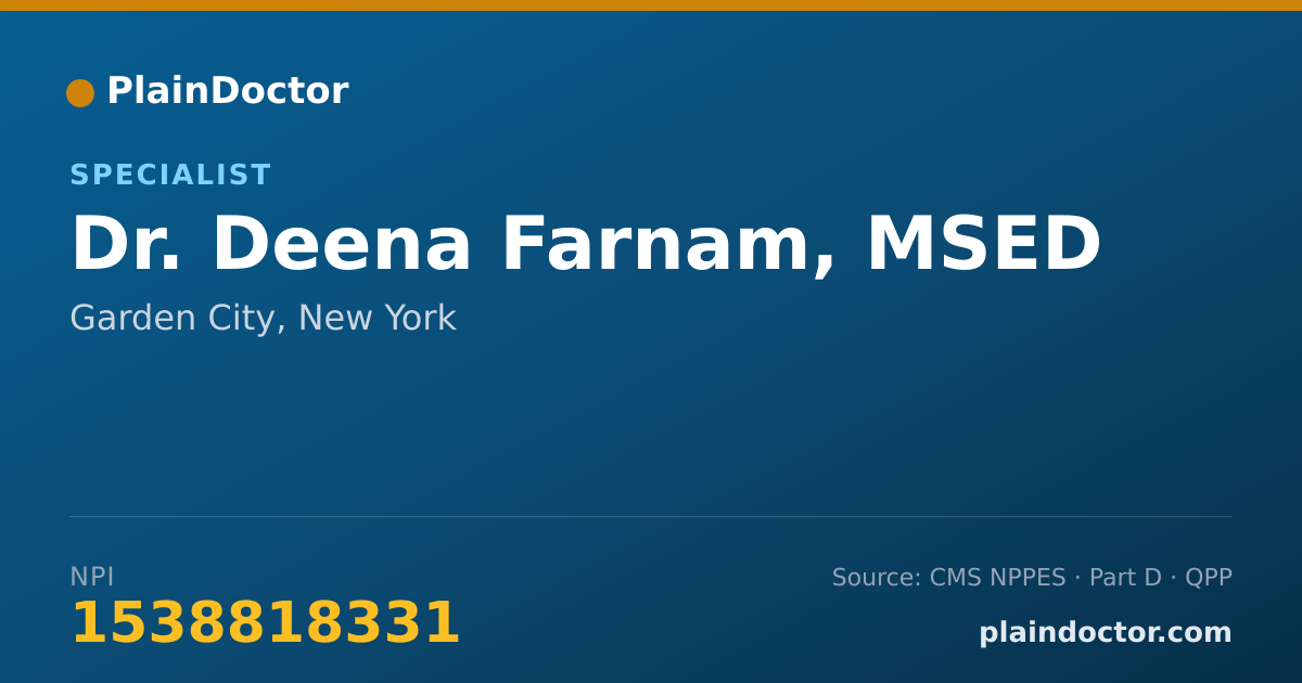Shareable card for Deena Farnam, MSED - Specialist, Garden City, NY
