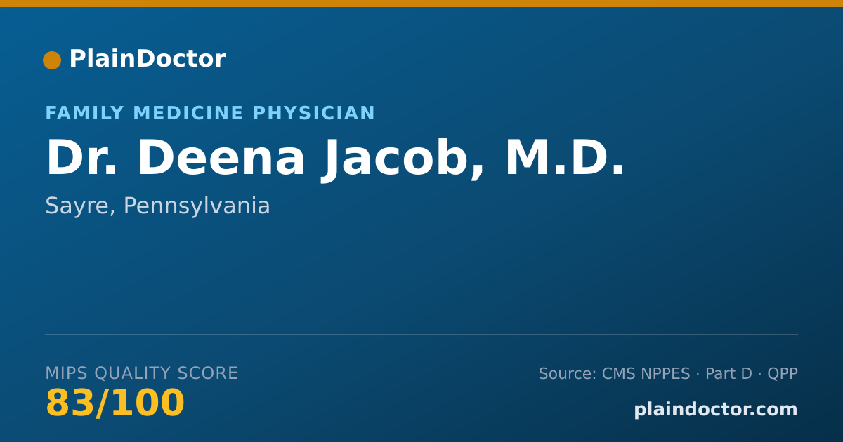 Shareable card for Deena Jacob, M.D. - Family Medicine Physician, Sayre, PA