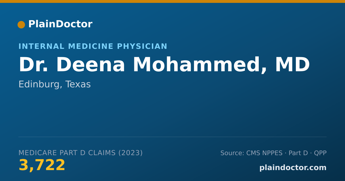 Shareable card for Deena Mohammed, MD - Internal Medicine Physician, Edinburg, TX