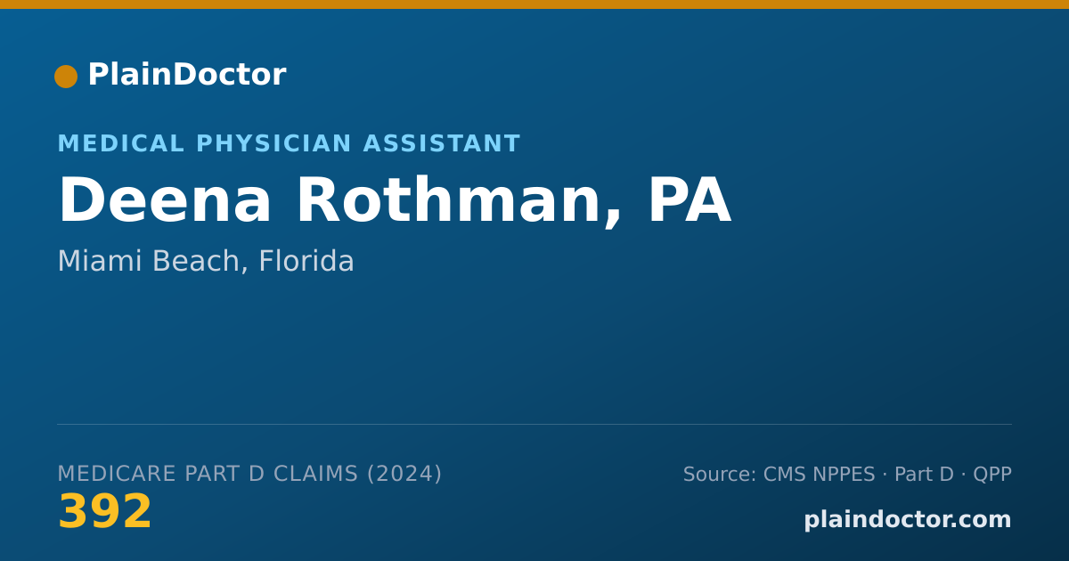 Shareable card for Deena Rothman, PA - Surgical Physician Assistant, Miami Beach, FL
