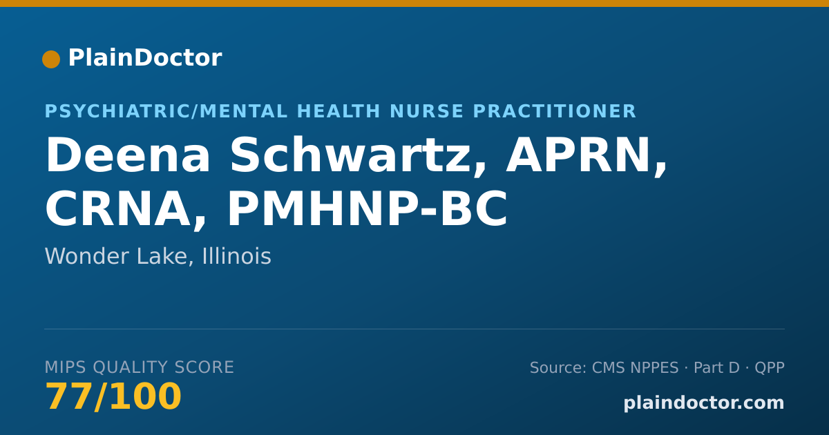 Shareable card for Deena Schwartz, APRN, CRNA, PMHNP-BC - Registered Nurse, Wonder Lake, IL