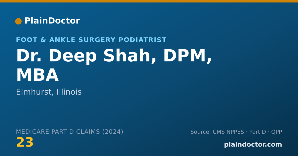 Shareable card for Deep Shah, DPM, MBA - Foot & Ankle Surgery Podiatrist, Elmhurst, IL