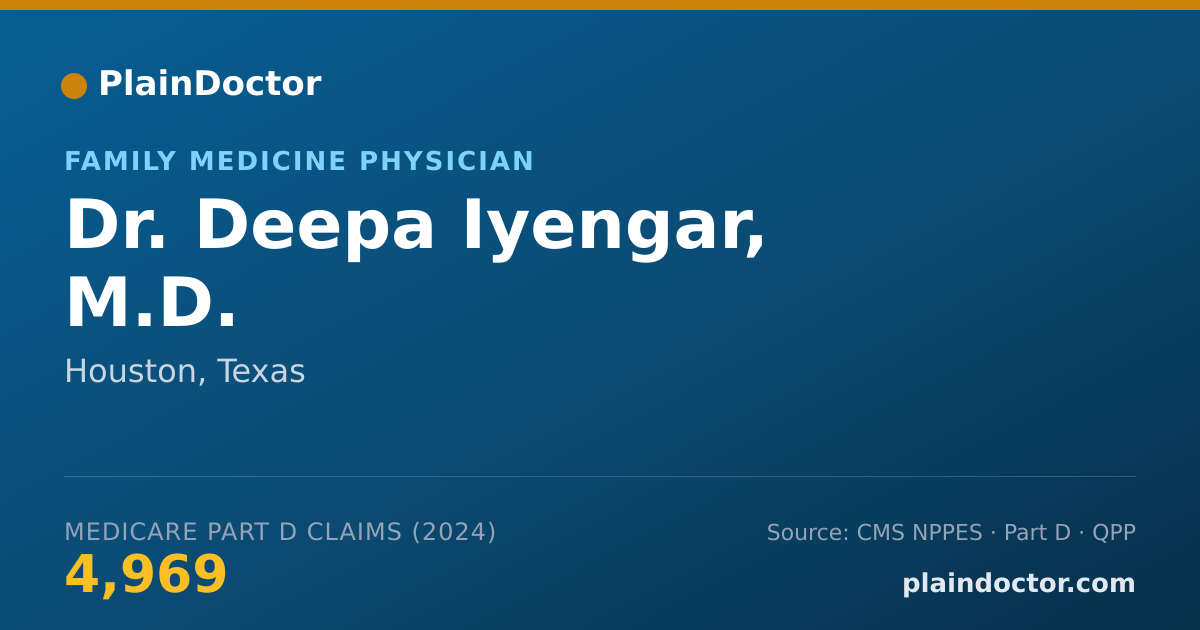 Shareable card for Deepa Iyengar, M.D. - Family Medicine Physician, Houston, TX