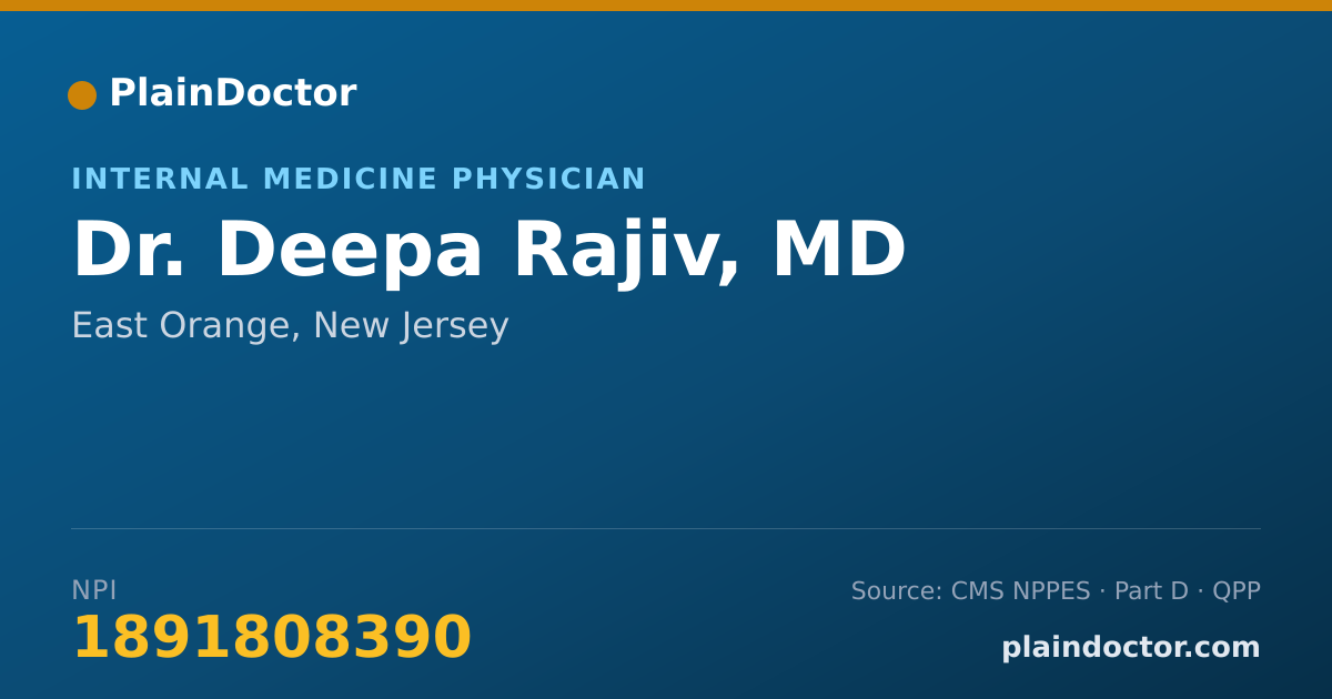 Shareable card for Deepa Rajiv, MD - Internal Medicine Physician, East Orange, NJ