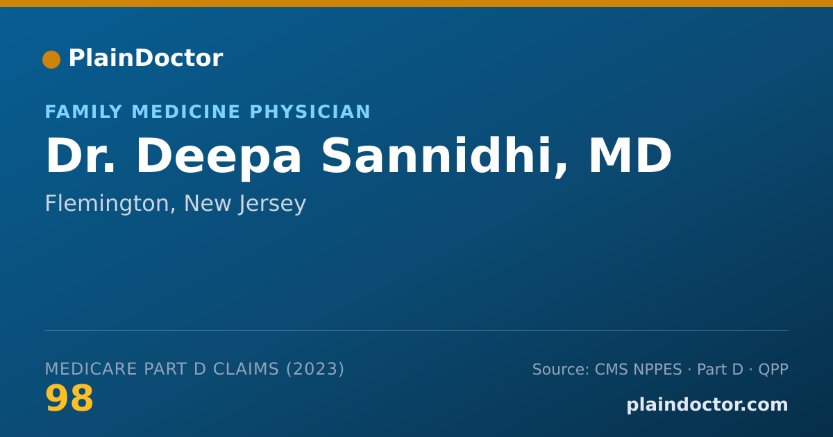Shareable card for Deepa Sannidhi, MD - Family Medicine Physician, Flemington, NJ