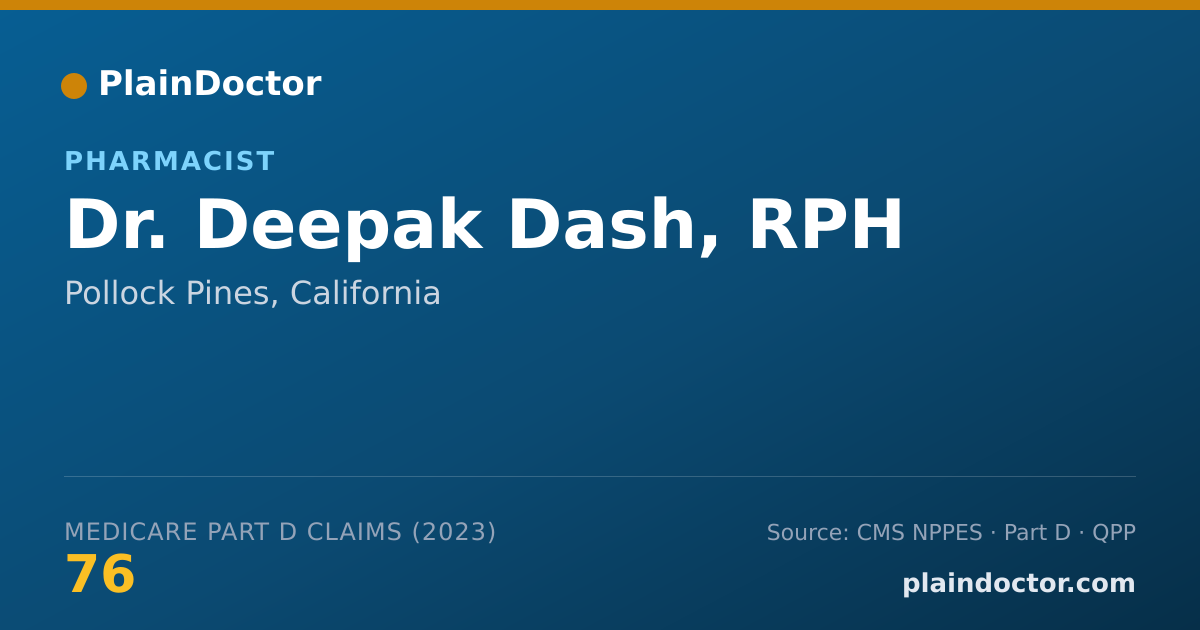 Shareable card for Deepak Dash, RPH - Pharmacist, Pollock Pines, CA