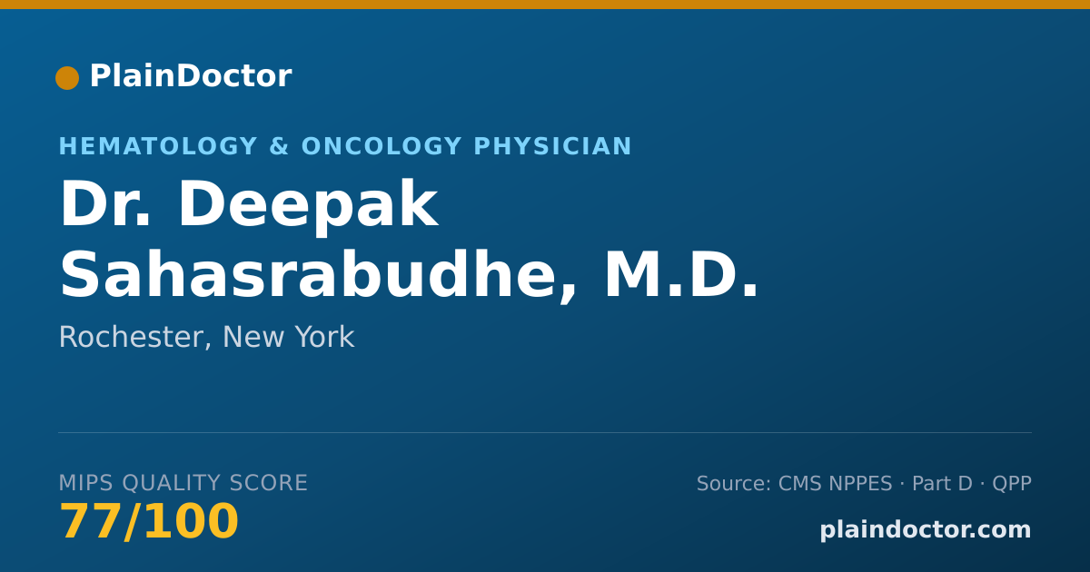 Shareable card for Deepak Sahasrabudhe, M.D. - Hematology & Oncology Physician, Rochester, NY