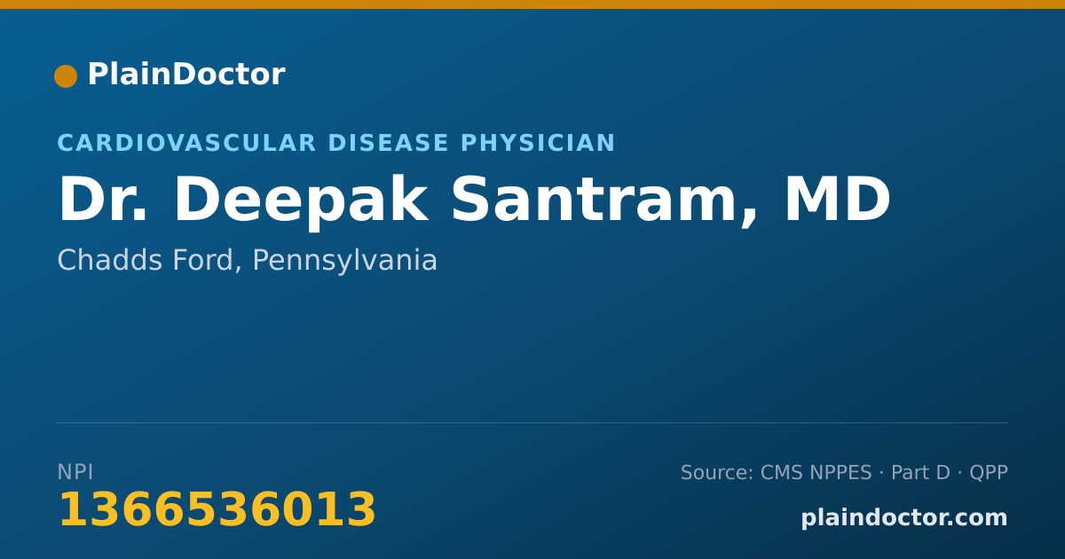 Shareable card for Deepak Santram, MD - Cardiovascular Disease Physician, Chadds Ford, PA