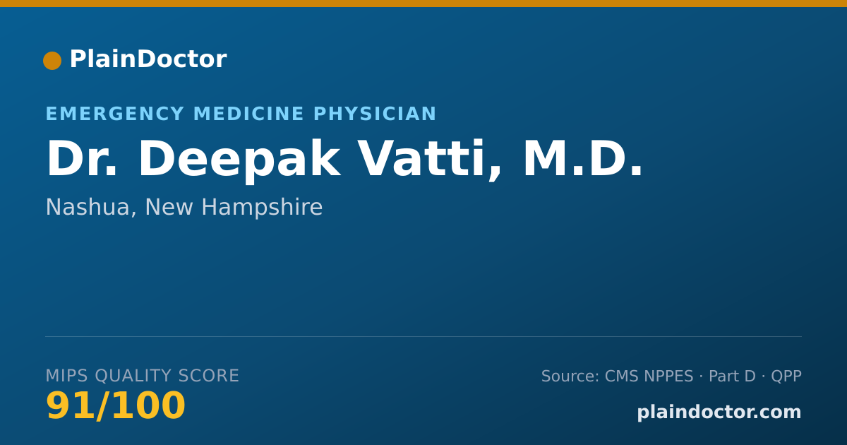 Shareable card for Deepak Vatti, M.D. - Emergency Medicine Physician, Nashua, NH