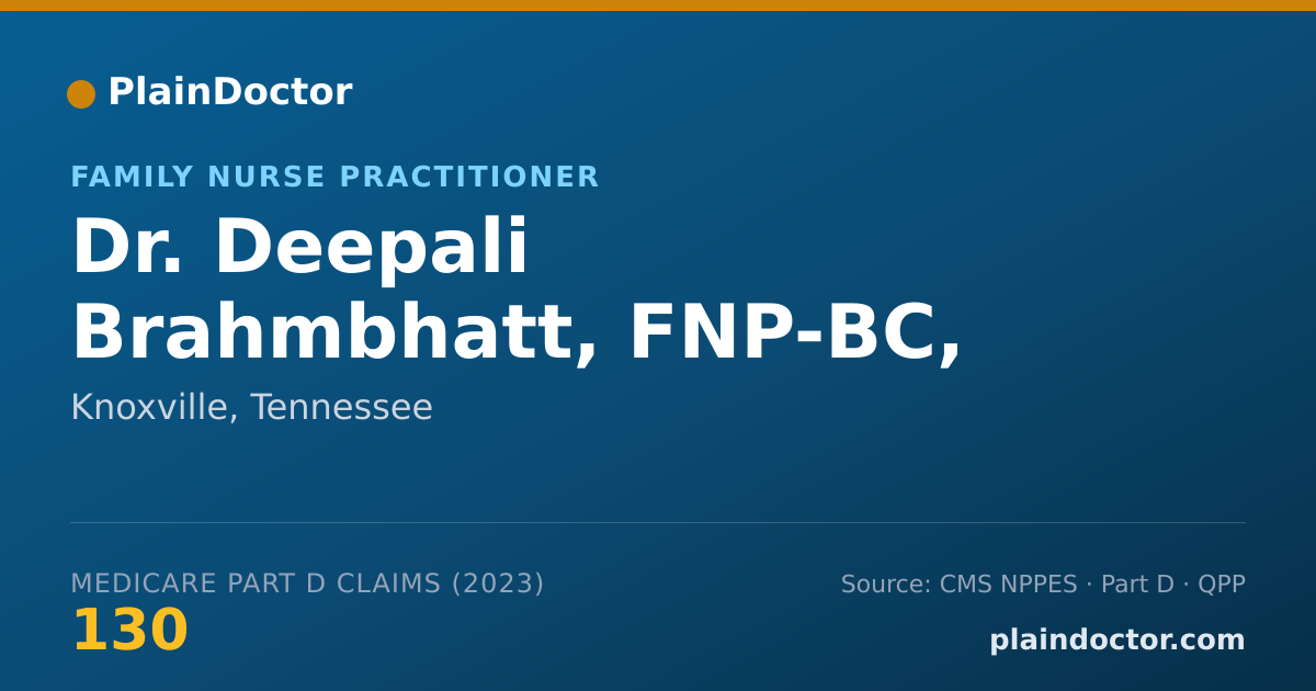 Shareable card for Deepali Brahmbhatt, FNP-BC, PMHNP-BC - Family Nurse Practitioner, Knoxville, TN