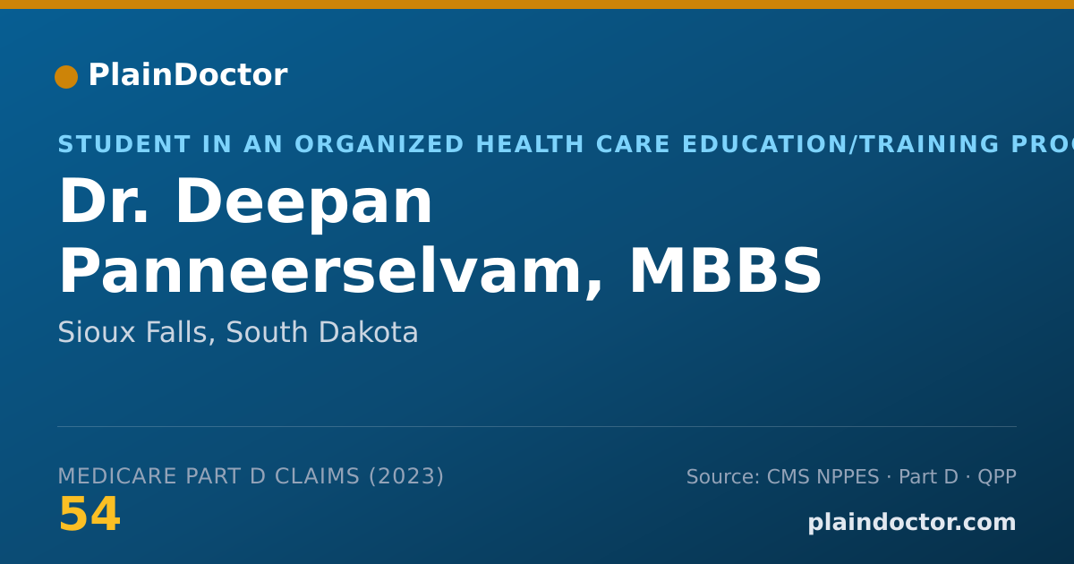 Shareable card for Deepan Panneerselvam, MBBS - Student in an Organized Health Care Education/Training Program, Sioux Falls, SD