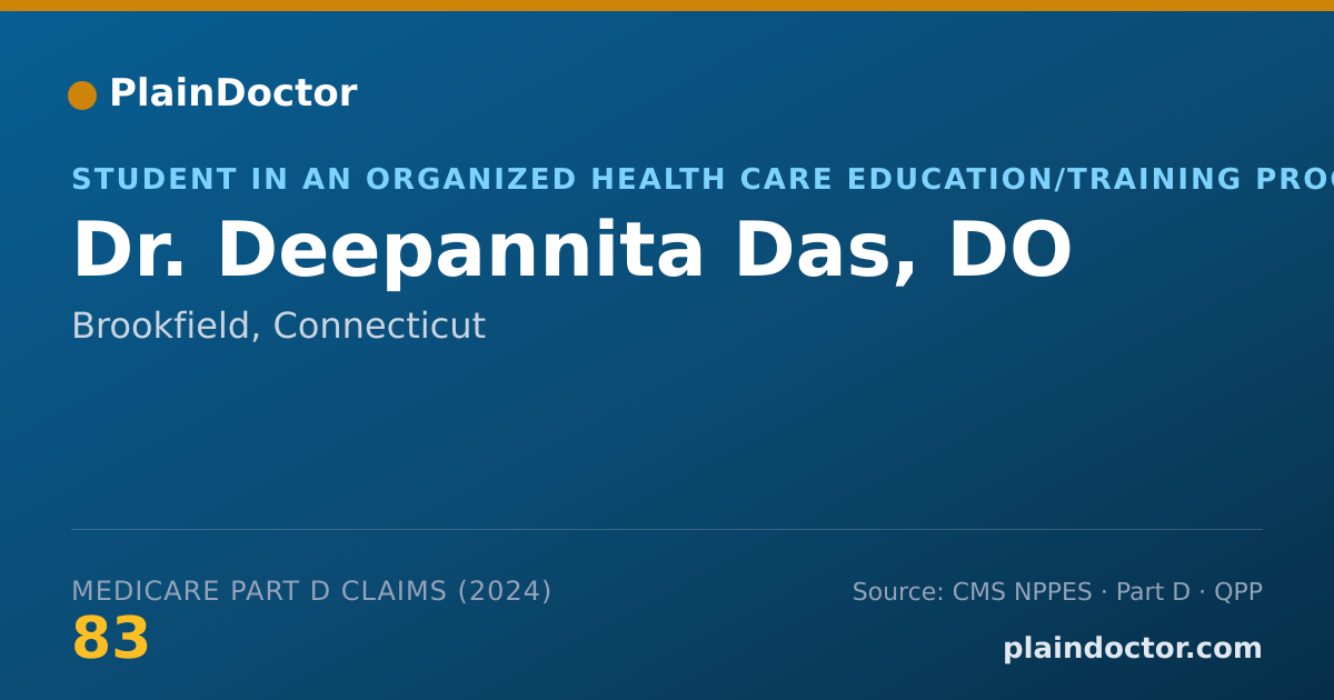 Shareable card for Deepannita Das, DO - Student in an Organized Health Care Education/Training Program, Brookfield, CT