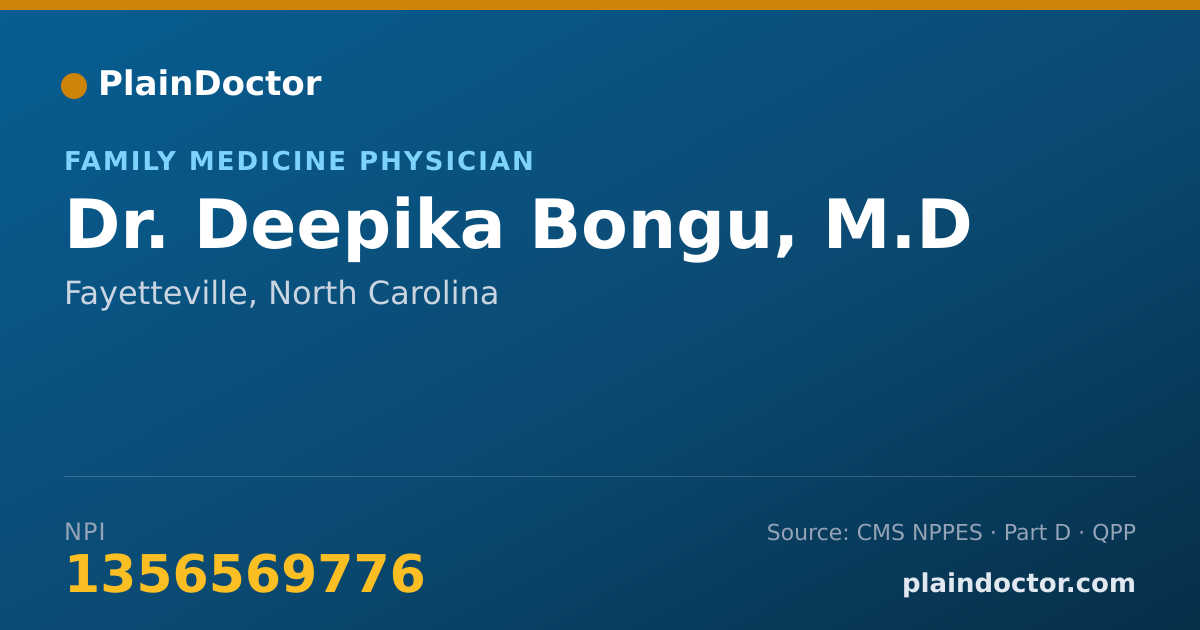 Shareable card for Deepika Bongu, M.D - Family Medicine Physician, Fayetteville, NC