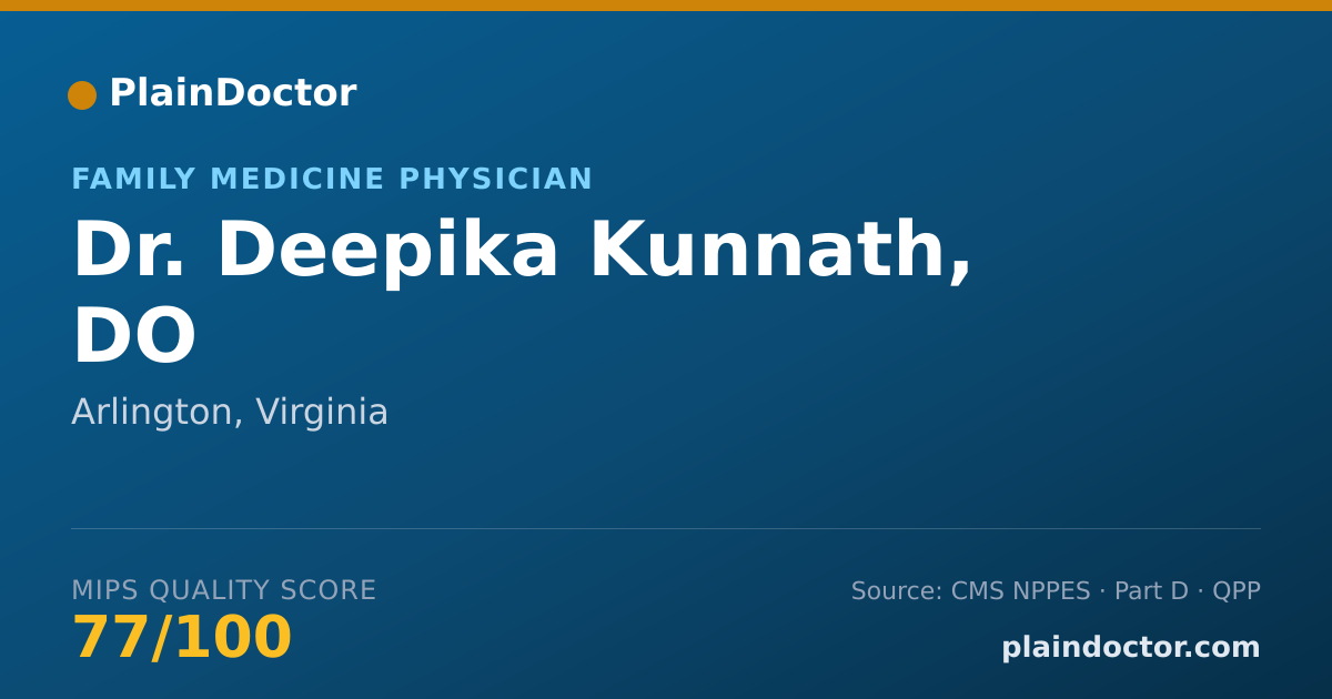 Shareable card for Deepika Kunnath, DO - Family Medicine Physician, Arlington, VA