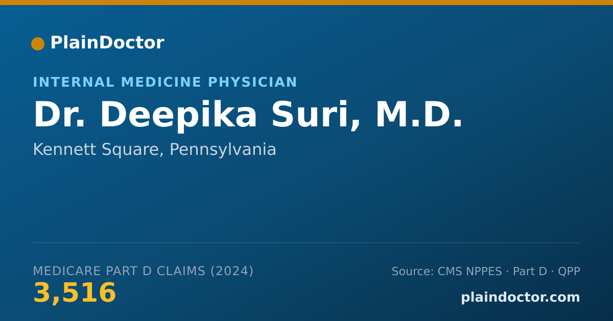 Shareable card for Deepika Suri, M.D. - Internal Medicine Physician, Kennett Square, PA
