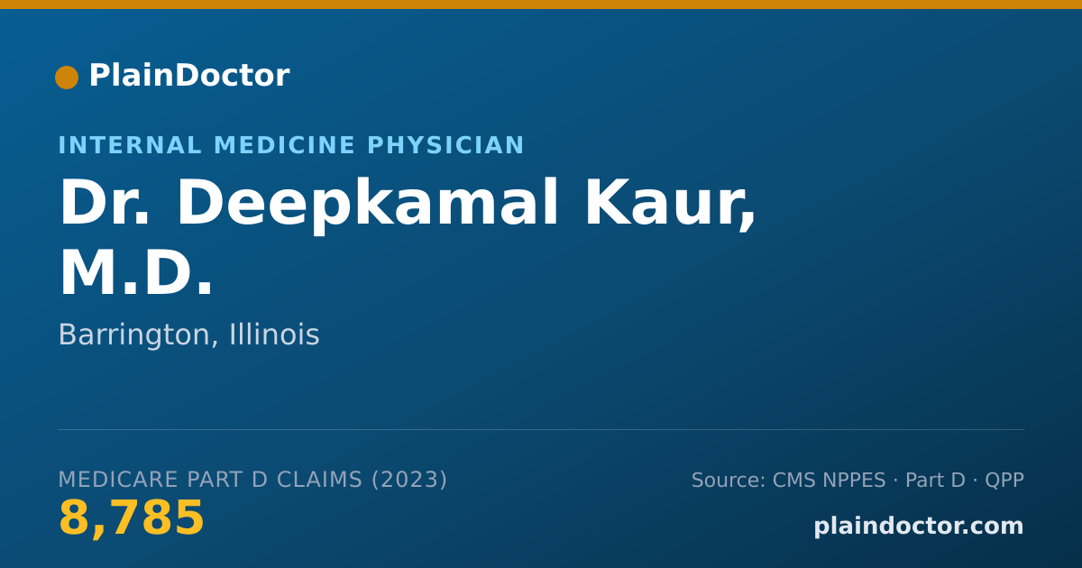Shareable card for Deepkamal Kaur, M.D. - Internal Medicine Physician, Barrington, IL