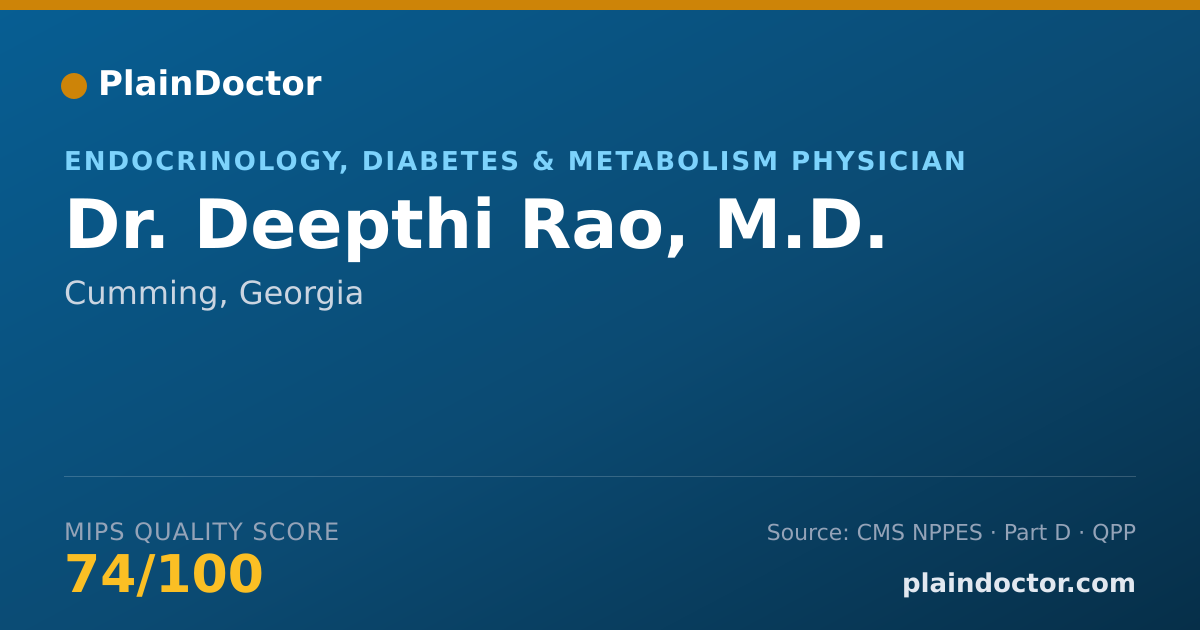 Shareable card for Deepthi Rao, M.D. - Endocrinology, Diabetes & Metabolism Physician, Cumming, GA