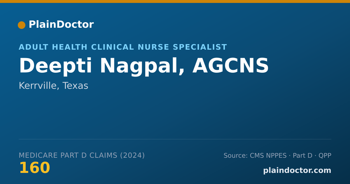 Shareable card for Deepti Nagpal, AGCNS - Adult Health Clinical Nurse Specialist, Kerrville, TX