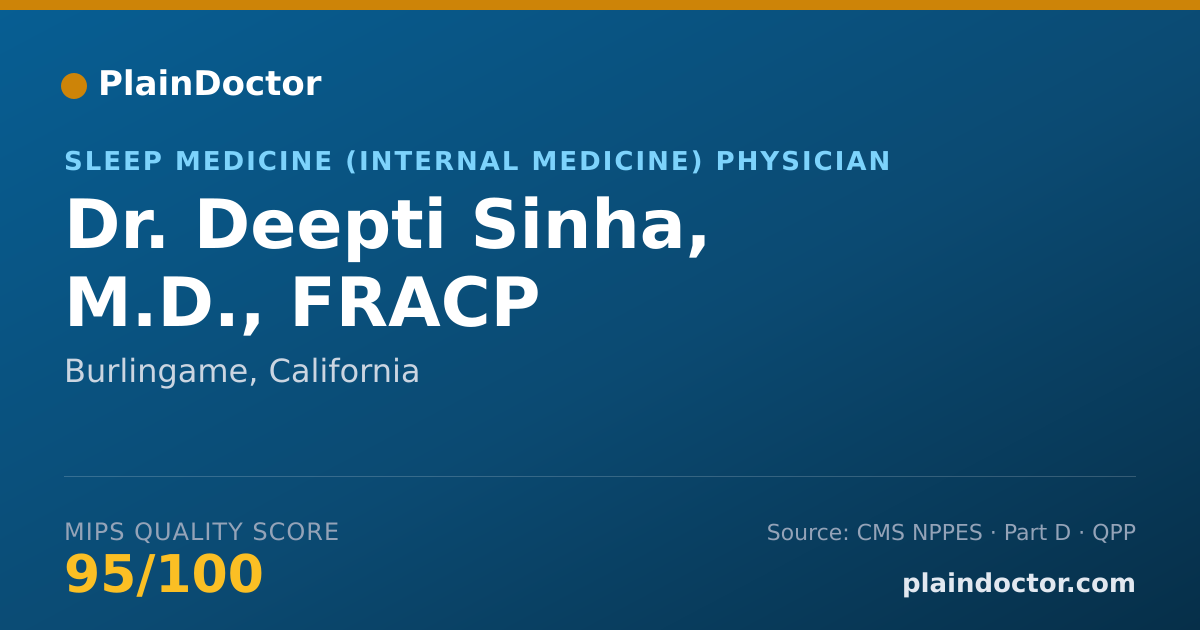 Shareable card for Deepti Sinha, M.D., FRACP - Sleep Medicine (Internal Medicine) Physician, Burlingame, CA