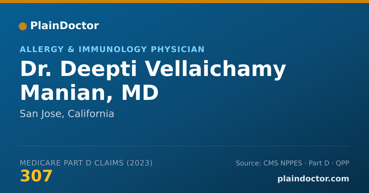 Shareable card for Deepti Vellaichamy Manian, MD - Allergy & Immunology Physician, San Jose, CA