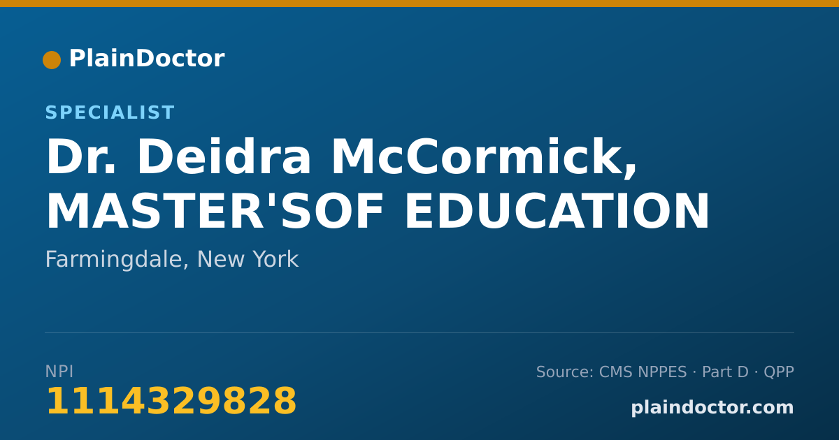 Shareable card for Deidra McCormick, MASTER'SOF EDUCATION - Specialist, Farmingdale, NY