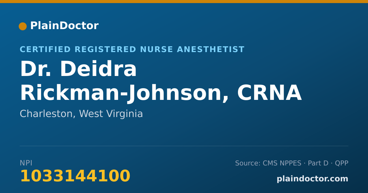 Shareable card for Deidra Rickman-Johnson, CRNA - Certified Registered Nurse Anesthetist, Charleston, WV