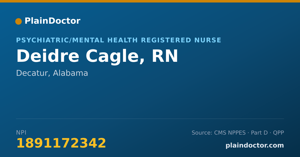 Shareable card for Deidre Cagle, RN - Psychiatric/Mental Health Registered Nurse, Decatur, AL
