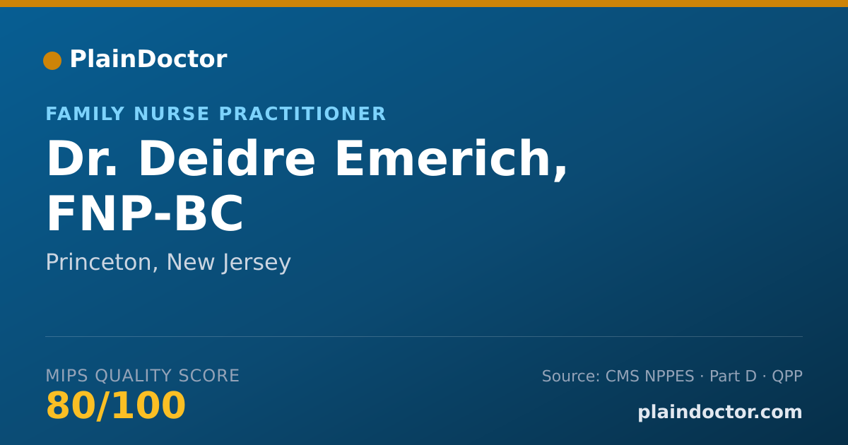 Shareable card for Deidre Emerich, FNP-BC - Family Nurse Practitioner, Princeton, NJ