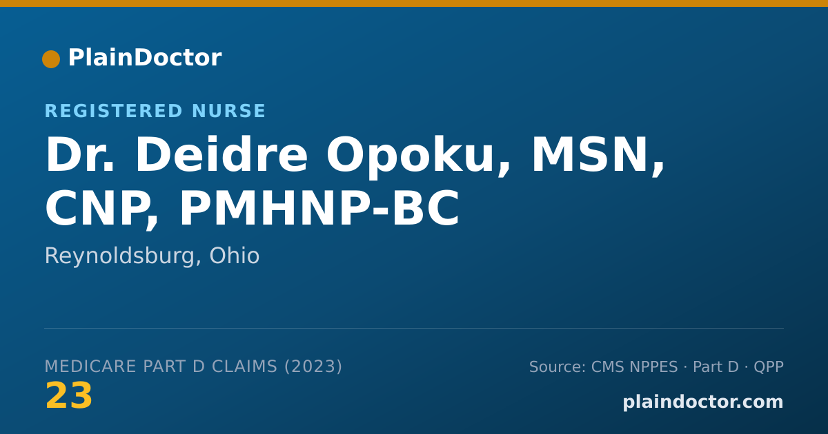 Shareable card for Deidre Opoku, MSN, CNP, PMHNP-BC - Registered Nurse, Reynoldsburg, OH
