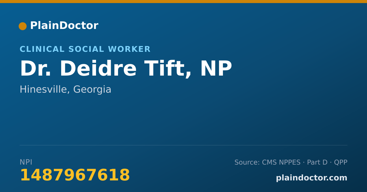Shareable card for Deidre Tift, NP - Clinical Social Worker, Hinesville, GA