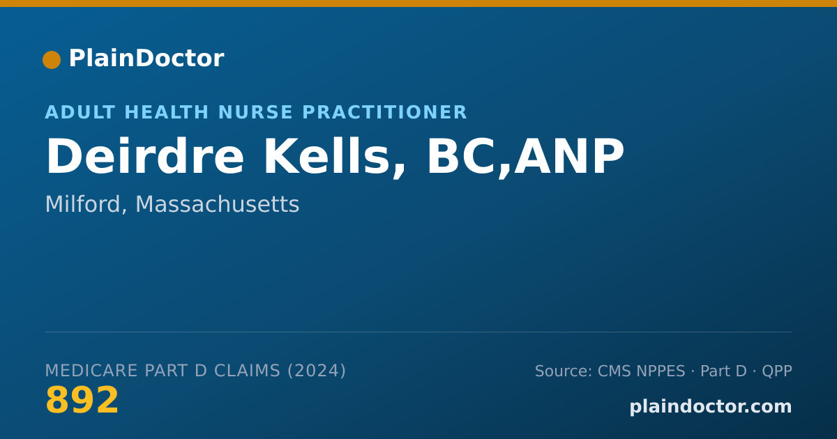 Shareable card for Deirdre Kells, BC,ANP - Adult Health Nurse Practitioner, Milford, MA
