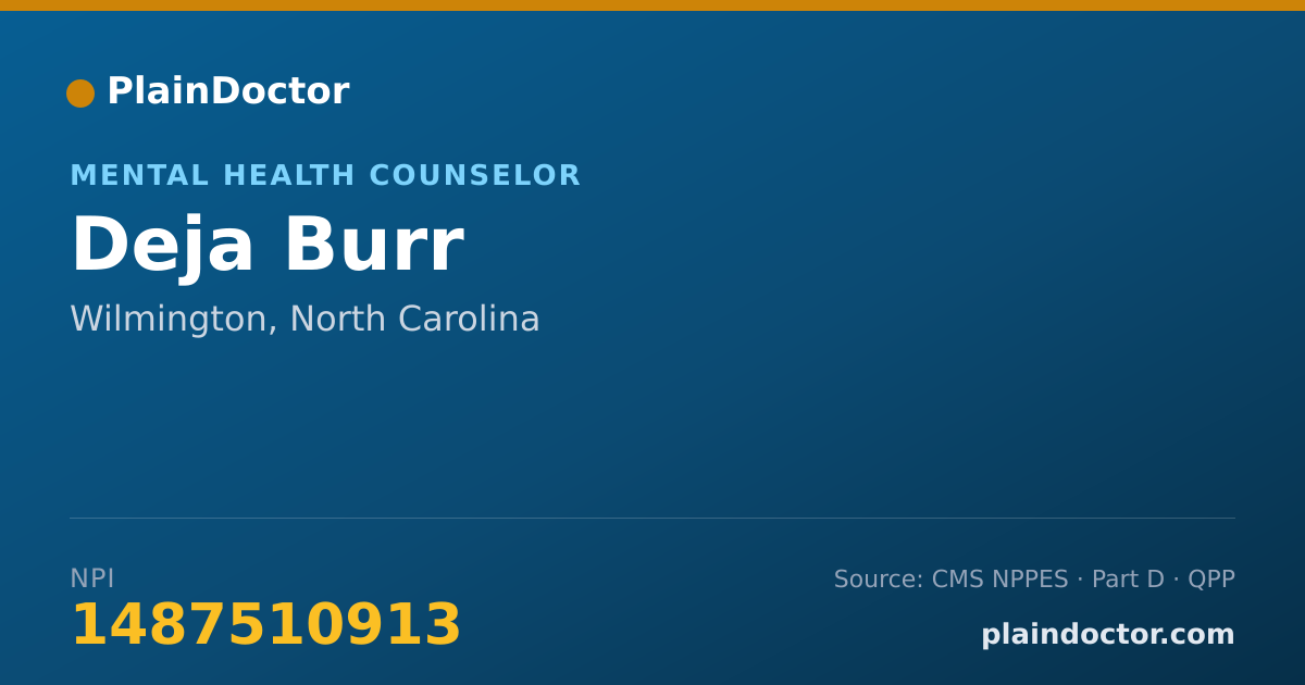 Shareable card for Deja Burr - Mental Health Counselor, Wilmington, NC