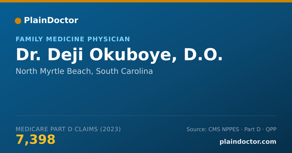Shareable card for Deji Okuboye, D.O. - Family Medicine Physician, North Myrtle Beach, SC
