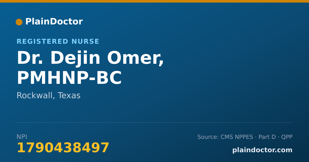 Shareable card for Dejin Omer, PMHNP-BC - Registered Nurse, Rockwall, TX