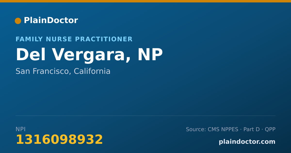Shareable card for Del Vergara, NP - Family Nurse Practitioner, San Francisco, CA