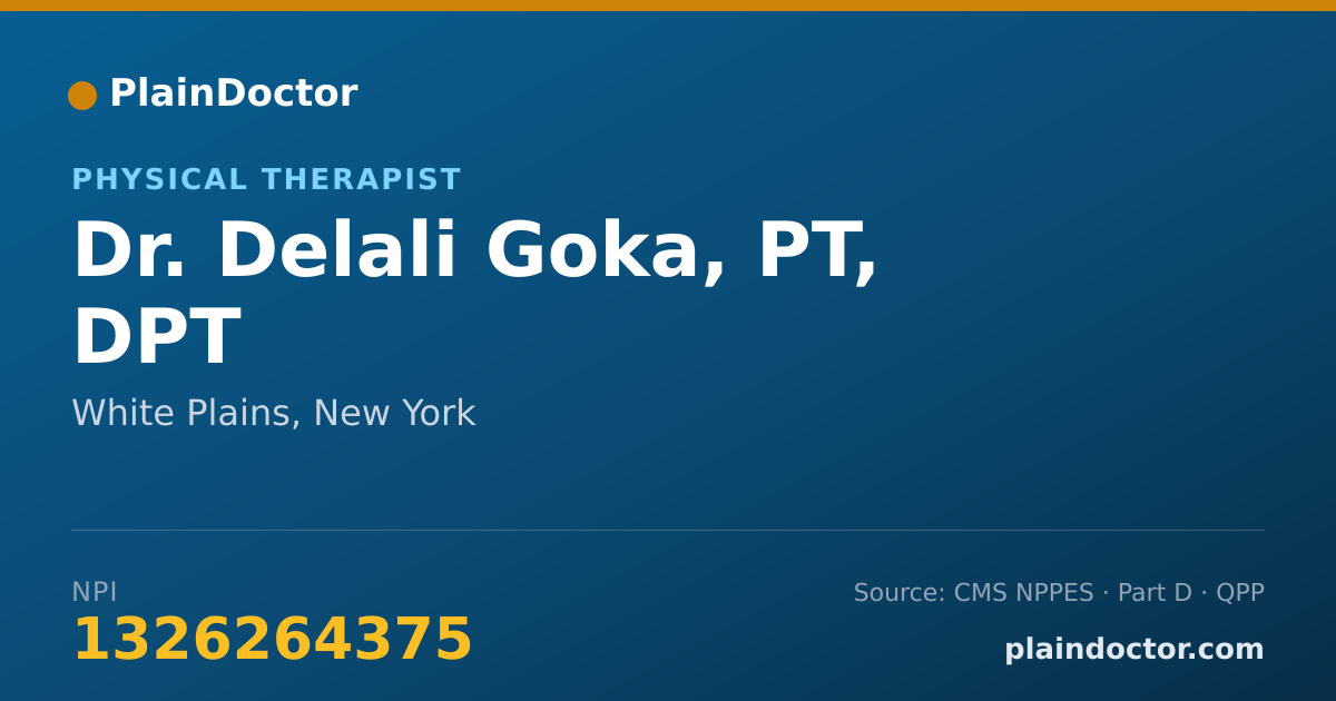 Shareable card for Delali Goka, PT, DPT - Physical Therapist, White Plains, NY