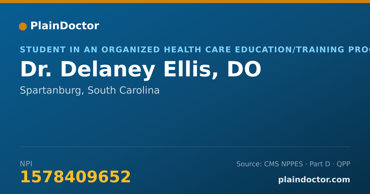 Shareable card for Delaney Ellis, DO - Student in an Organized Health Care Education/Training Program, Spartanburg, SC