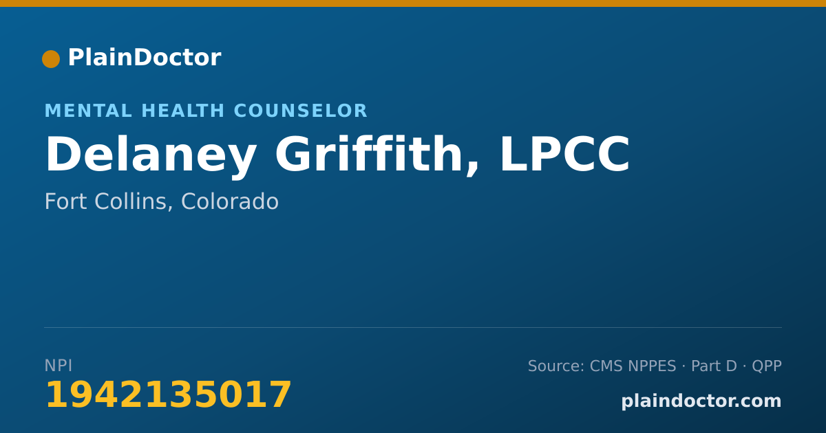Shareable card for Delaney Griffith, LPCC - Mental Health Counselor, Fort Collins, CO