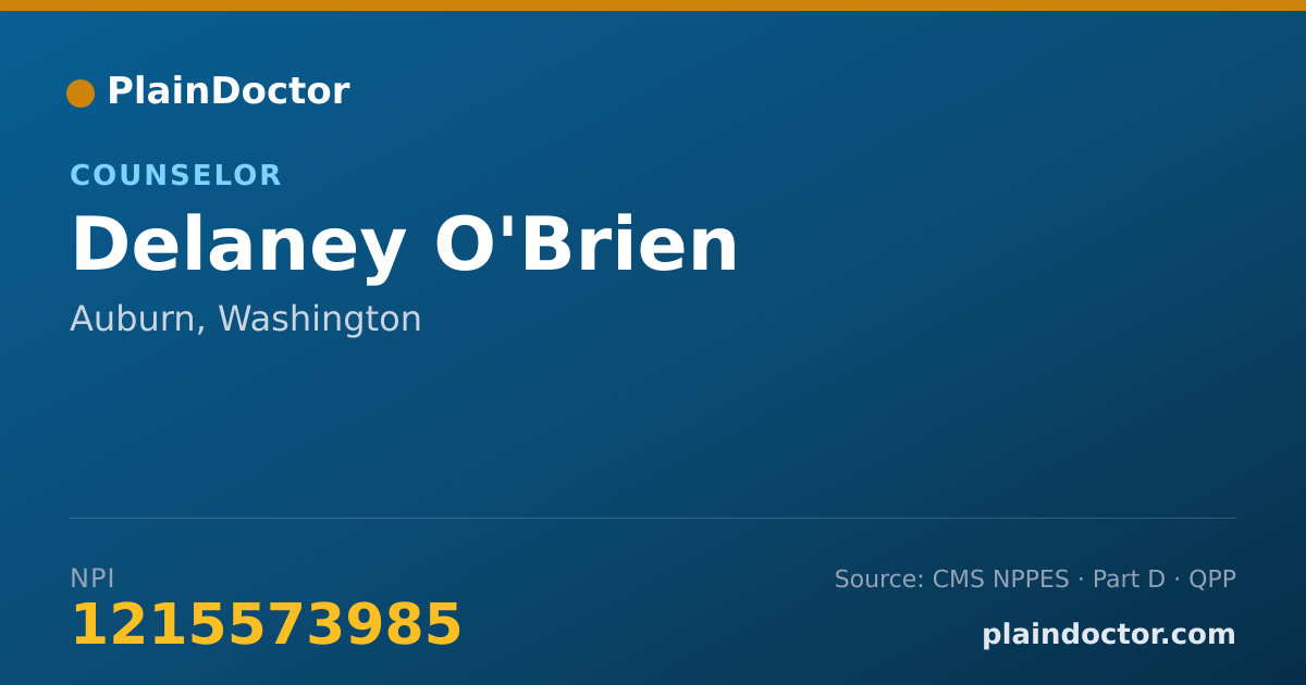 Shareable card for Delaney O'Brien - Counselor, Auburn, WA