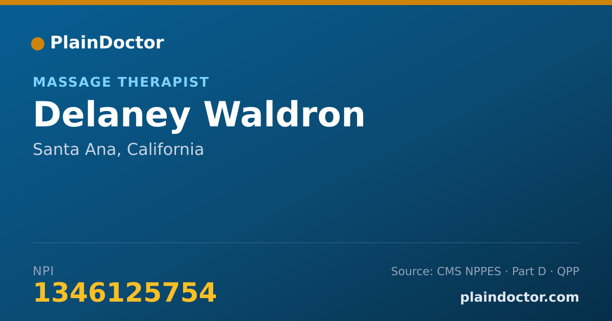 Shareable card for Delaney Waldron - Massage Therapist, Santa Ana, CA