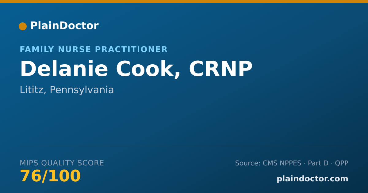 Shareable card for Delanie Cook, CRNP - Family Nurse Practitioner, Lititz, PA