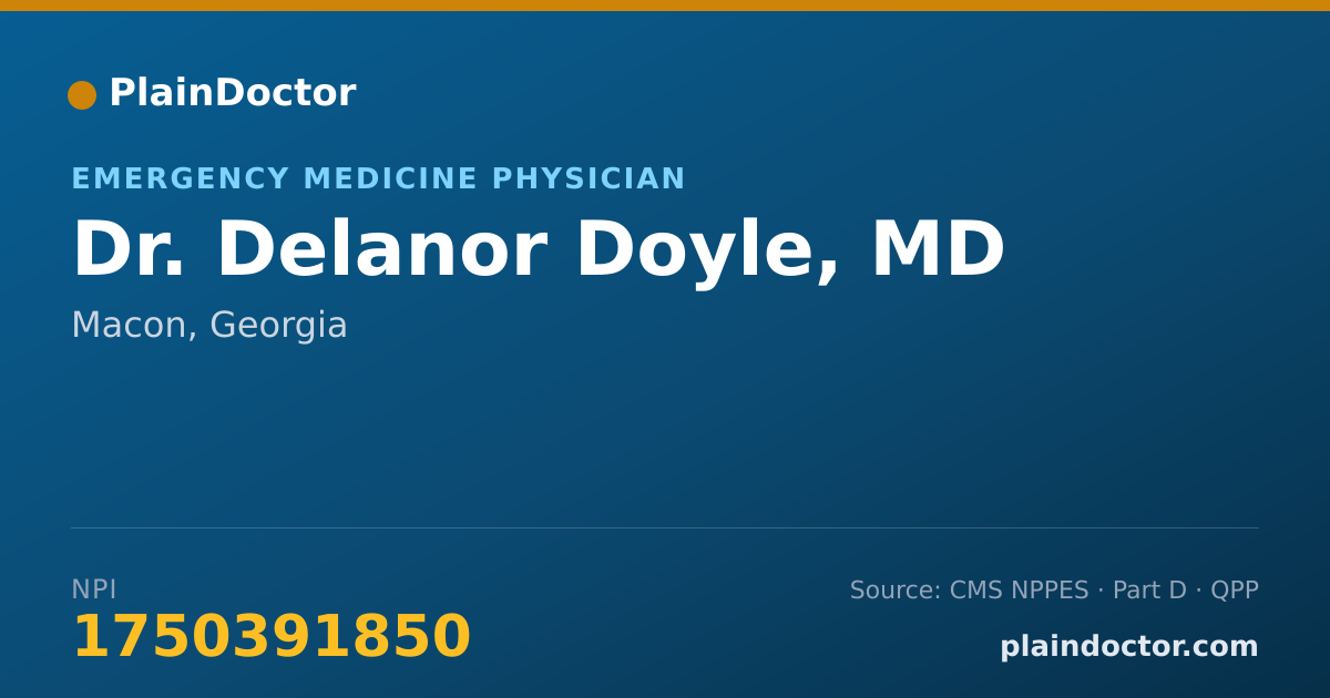 Shareable card for Delanor Doyle, MD - Emergency Medicine Physician, Macon, GA