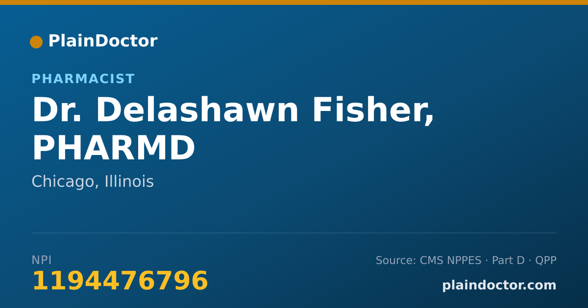 Shareable card for Delashawn Fisher, PHARMD - Pharmacist, Chicago, IL