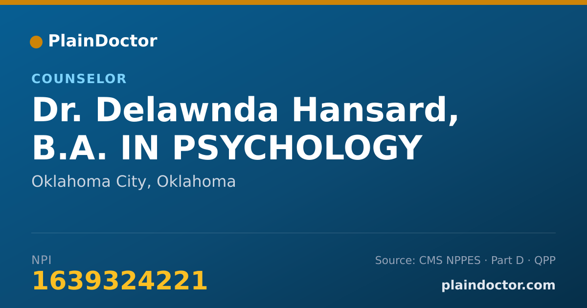 Shareable card for Delawnda Hansard, B.A. IN PSYCHOLOGY - Counselor, Oklahoma City, OK