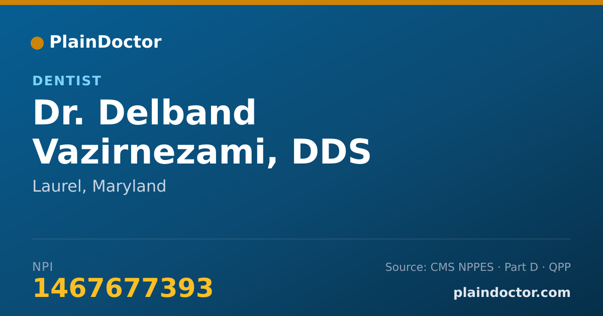 Shareable card for Delband Vazirnezami, DDS - Dentist, Laurel, MD